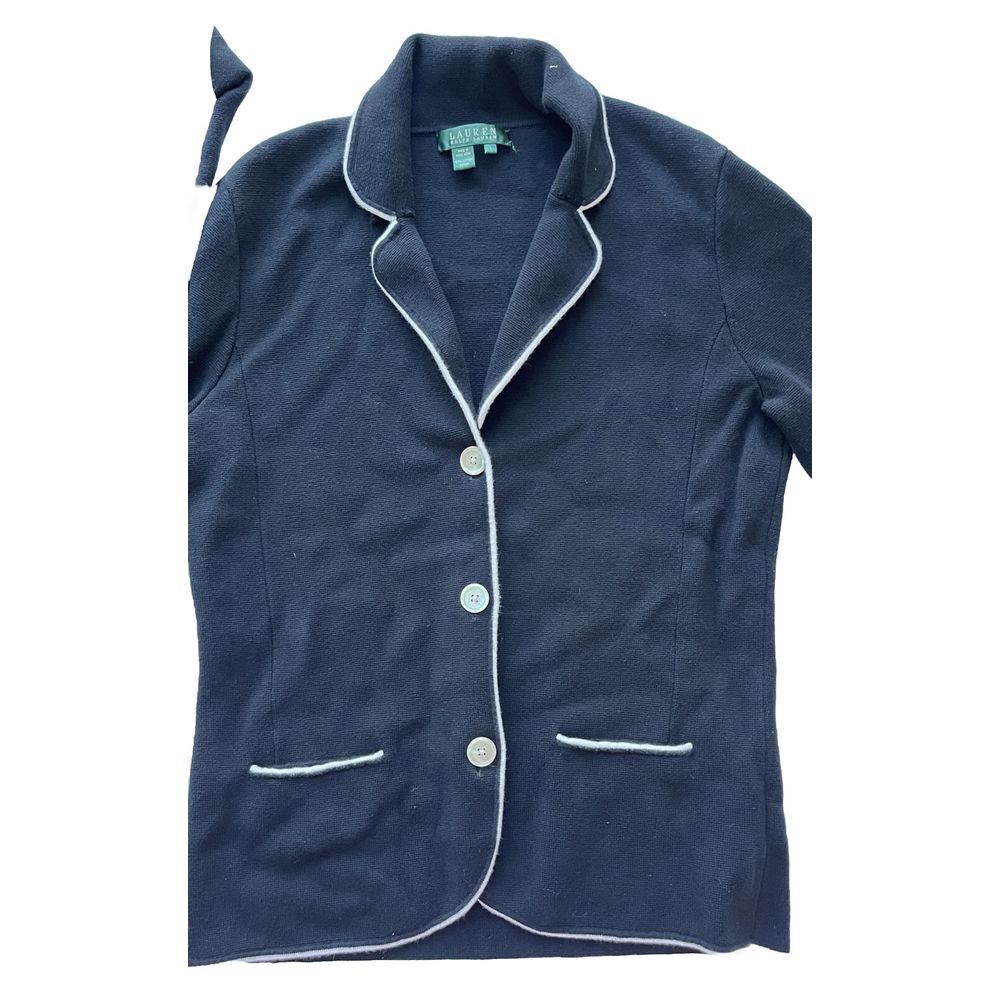 Ralph Lauren-Lauren- Womens L Palis Ryle Black Sweater Cardigan Button Up Rt:159